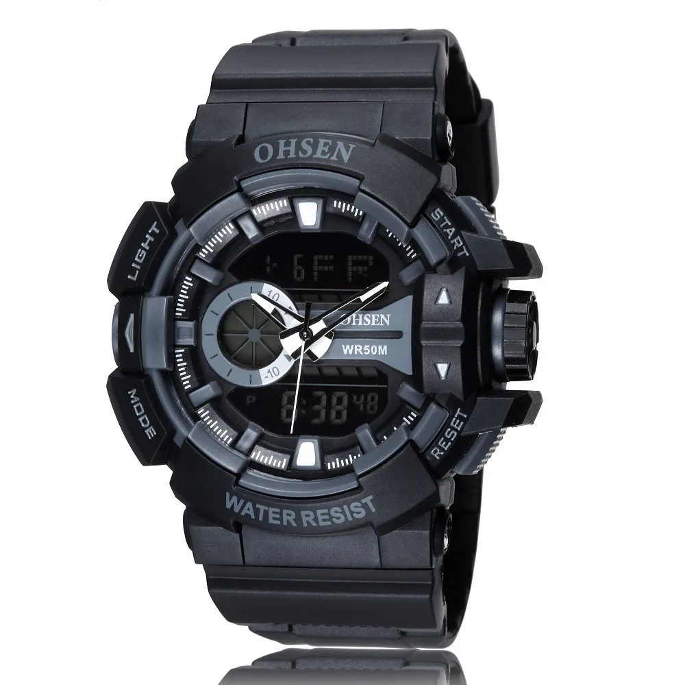 

Hot Selling Ohsen Onsun Ad1505 Multi-functional Dual Display Electronic Waterproof Outdoor LED Watch