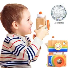 Деревянная мультипликационная однообъективная зеркальная камера-калейдоскоп многоугольная Призма гибкий пчелиный глаз эффект детская забавная развивающая игрушка