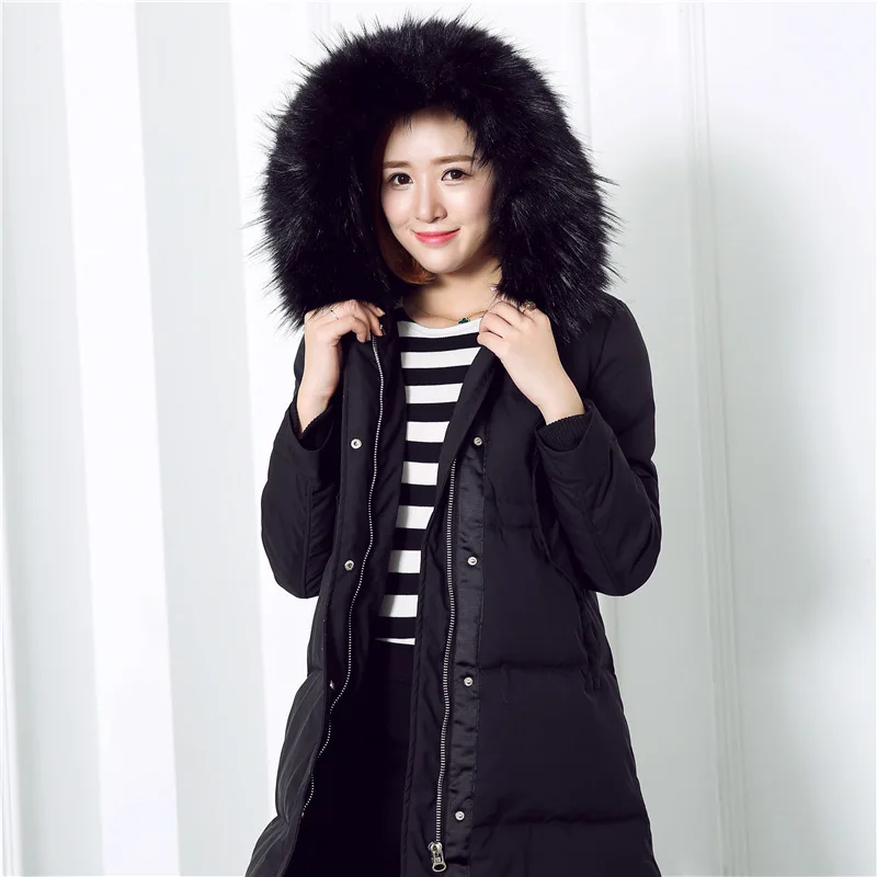 

17 Autumn And Winter Loose-Fit Korean-style down Coat Cotton-padded Jacket Women's Thick Mid-length Large Fur Collar Hooded Cott