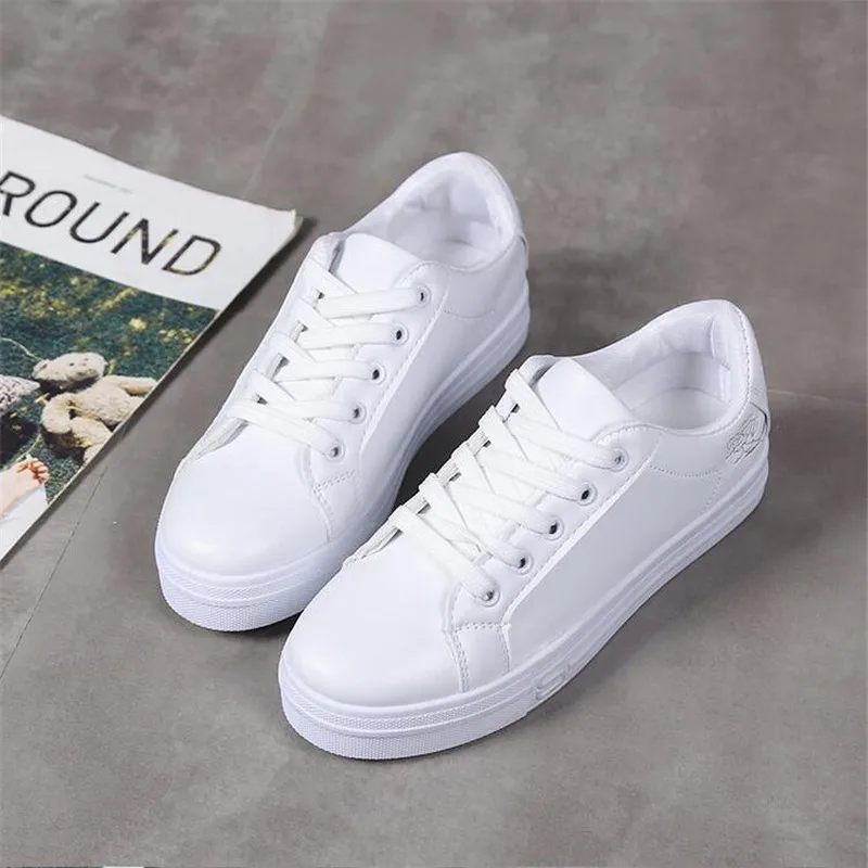 

Mhysa 2019 New Spring Feminino Lace-up White Shoes Women Leather Solid Color Female Casual Women Sneakers Zapatos De Mujer L683