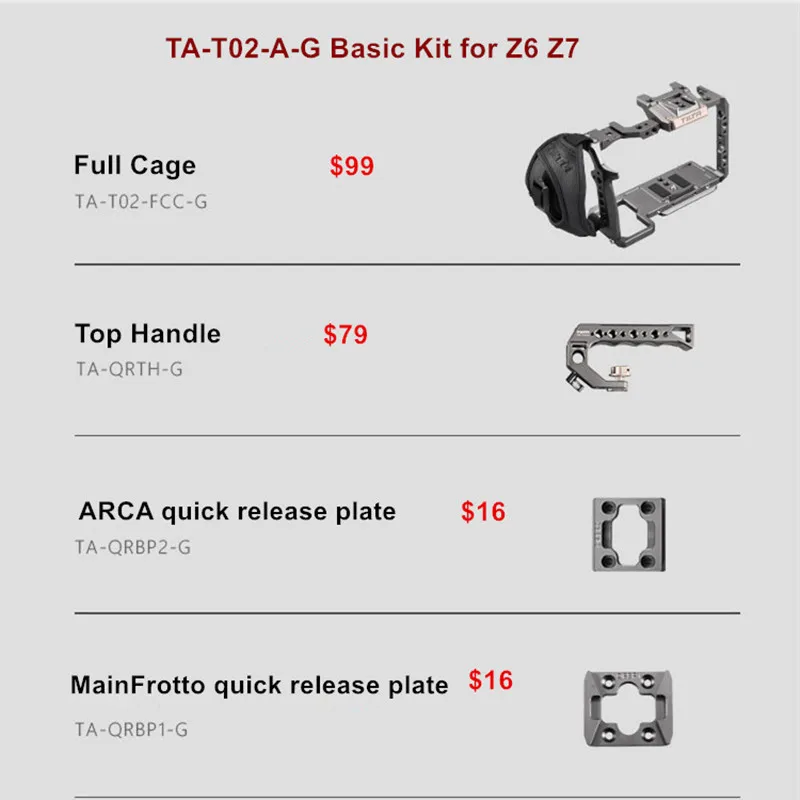 Tilta DSLR Rig камера клетка для NIKON Z6 Z7 камера TA-T02-A-G комплект полный клетка Верхняя ручка TILTAING rig Z6 Z7 аксессуары