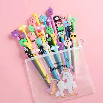 

20PCS Pen+1PCS Bag Korean Internet Celebrity Set Pen Student Creative Cute Cartoon Gel Pen Stationery Kawaii School Supplies