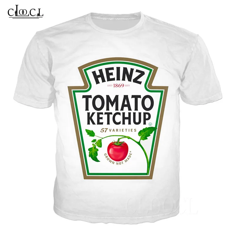 Casual Men T Shirt Tomato Ketchup T Shirt Pattern 3D Print Red Black White Tees Unisex Fashion T-Shirts Harajuku Streetwear Tops (2)