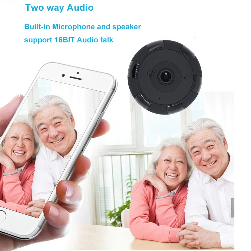 HD 1080P рыбий глаз панорамная 360 градусов МП 2 VR WIFI IP камера с 64 Гб слотом для TF карты