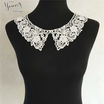 

Hot Sale White Hollow out Embroidered Lace Applique Neckline lace collar DIY Craft Sewing Supplies Accessories 1pcs sell YL1108