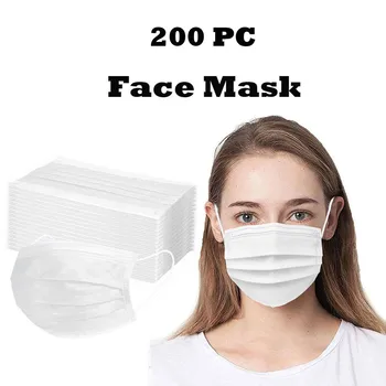 

200pcs Disposable Face Mask Adult Facemask With Breathable Masks Industrial 3Ply Ear Loop Anti Pollution Dust Face Mouth Mask