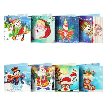 

New Arrival 5D DIY Diamond Painting Christmas Cards Kit Diamond Embroidery Mosaic Santa Claus Greeting Postcards Gift