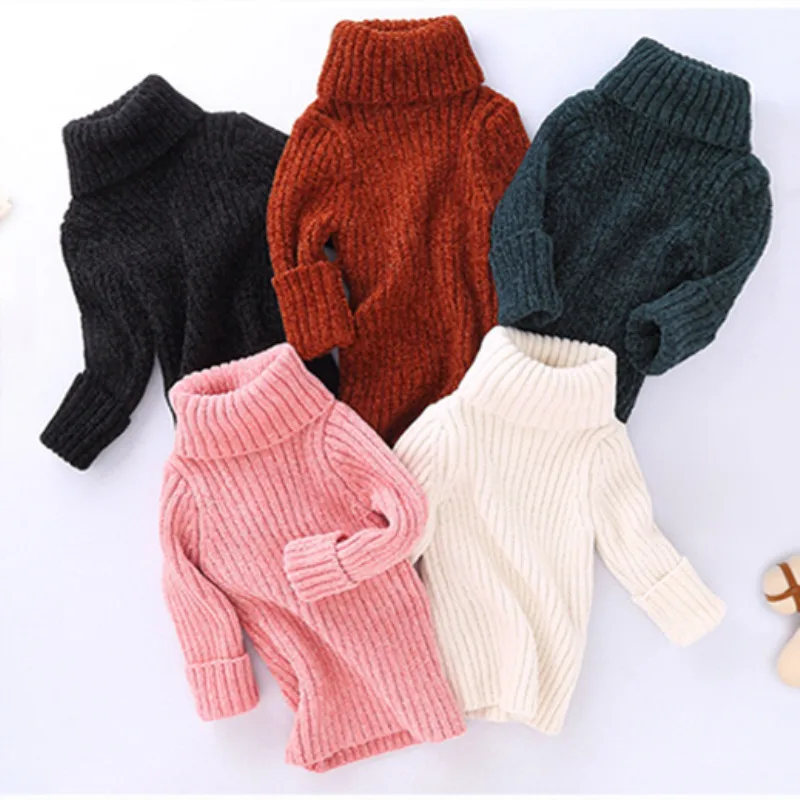 

Funfeliz Children Turtleneck Thick Warm Sweaters for Girls 2018 Autumn Winter Boys Knitwear Sweater Kids Pullover Cardigan 3-11Y