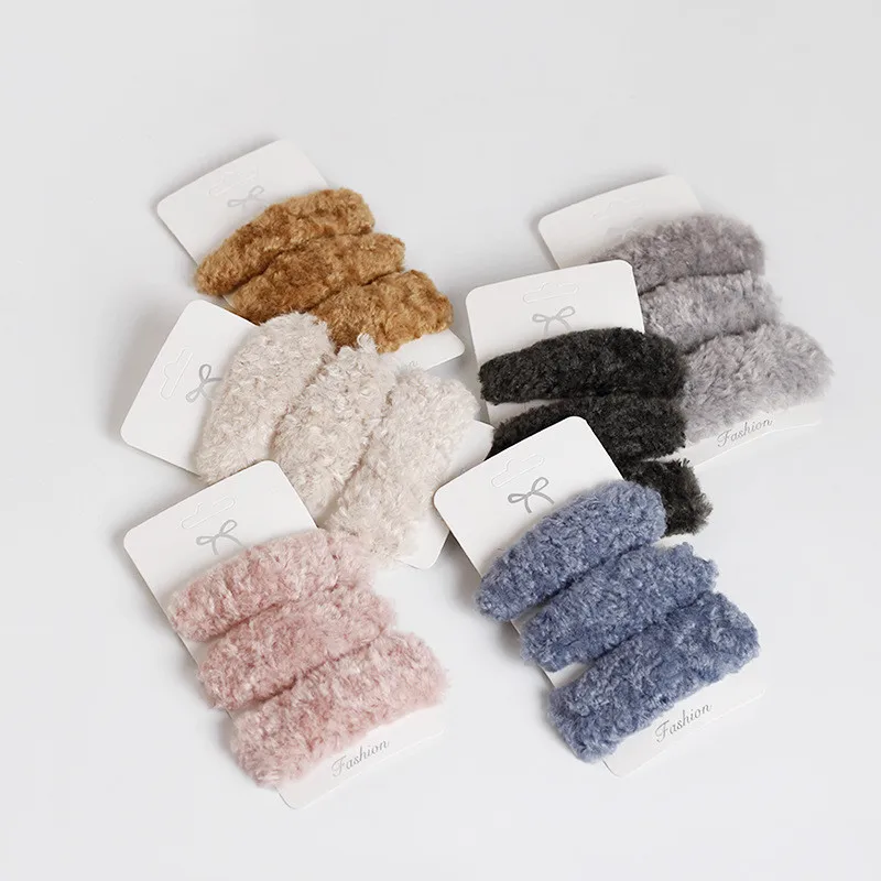 

Free shipping plush korea style women hairclips girl's hairpins ins snap clip lady's side clips hair accessories