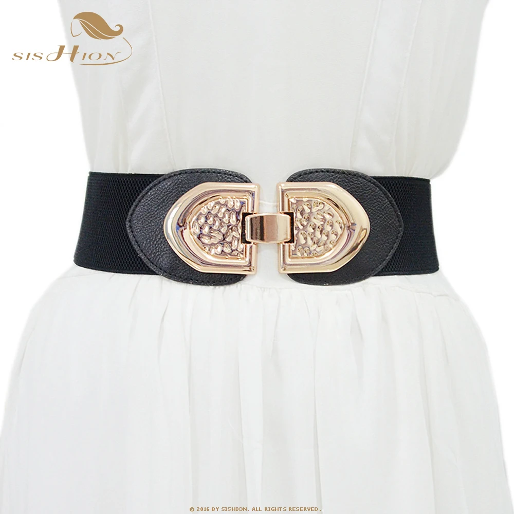 

SISHION Red White Black Belt for Women Autumn and Winter Leisure Corset Metal Buckle Elastic Waistband Vestido Feminino QZ0399