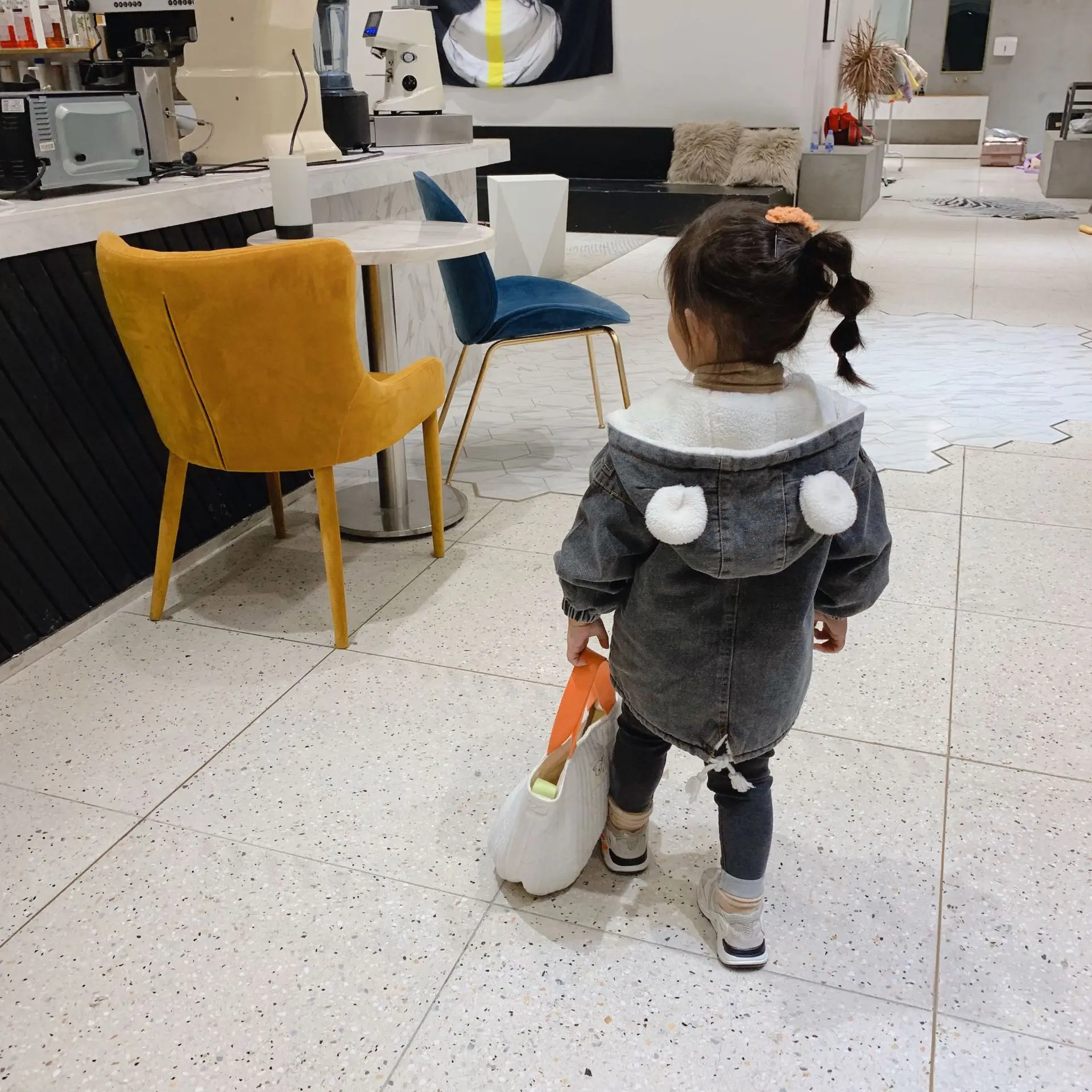 Little Girls Winter Clothing Coat Winter New Children Clothes Girls Plus Velvet Denim Jacket Baby Hooded Ears Denim Shirt