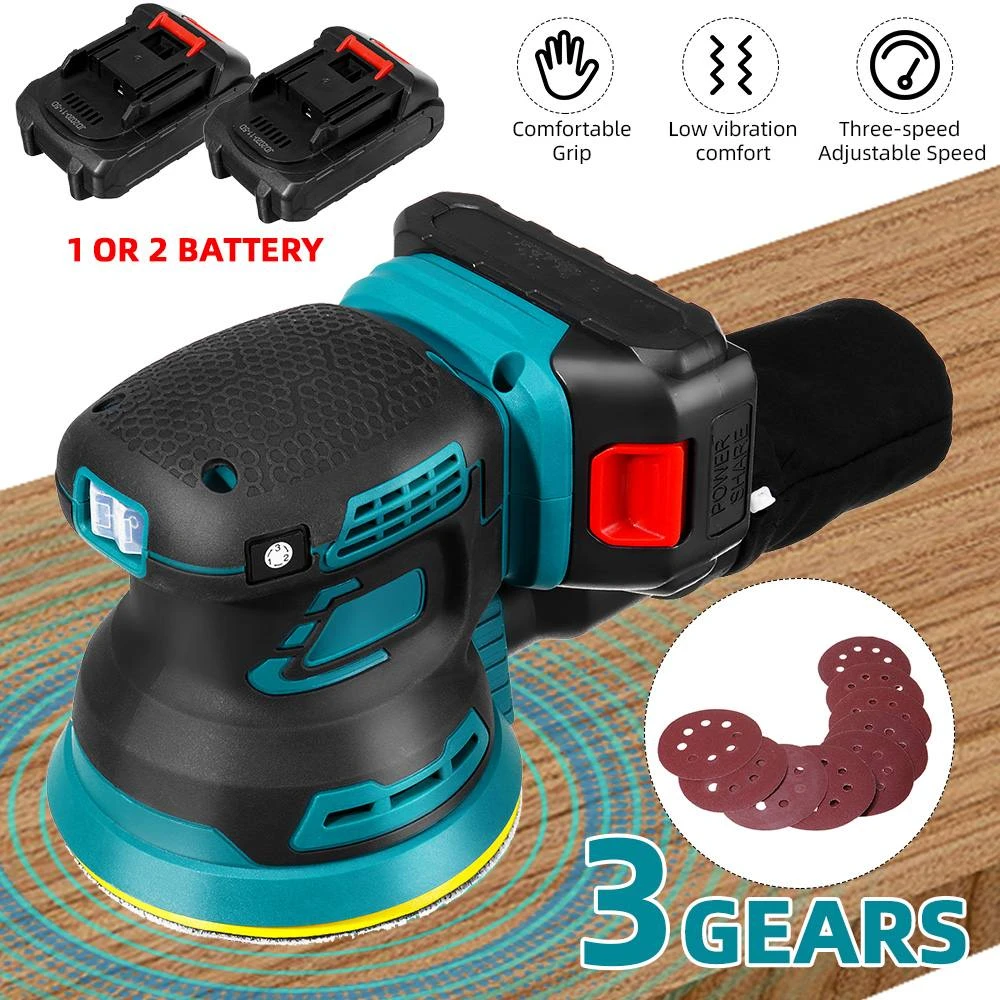 125mm Brushless Randomorbit Electric Sander Sandpaper Wood Grinder