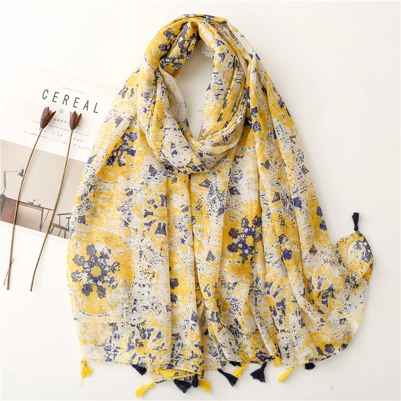 Autumn Fashion Aztec Ethnic Floral Tassel Viscose Shawl Scarf Lady Luxury Print Soft Thin Pashmina Stole Bufandas Muslim Hiajb 24 colors plain glitter shimmer wrinkle fringe viscose scarf shawl lady thin ripple wrap pashmina stole bufandas muslim hijab