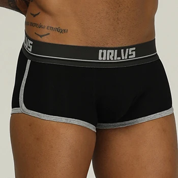 Для мужчин гей мужское нижнее белье, боксеры, Cueca, хлопок Boxershort Мужская одежда мужские трусы Трусы-шорты воздухопроницаемая комфортная обувь Homme OR198 - Цвет: Black