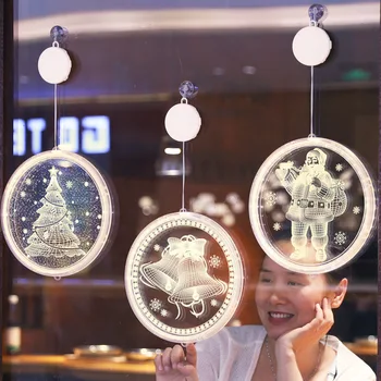 

Christmas Decoration Light LED Lantern Holiday Room Cloth 3D Hanging Lamp Bell Snowflake Shape Star Lamp