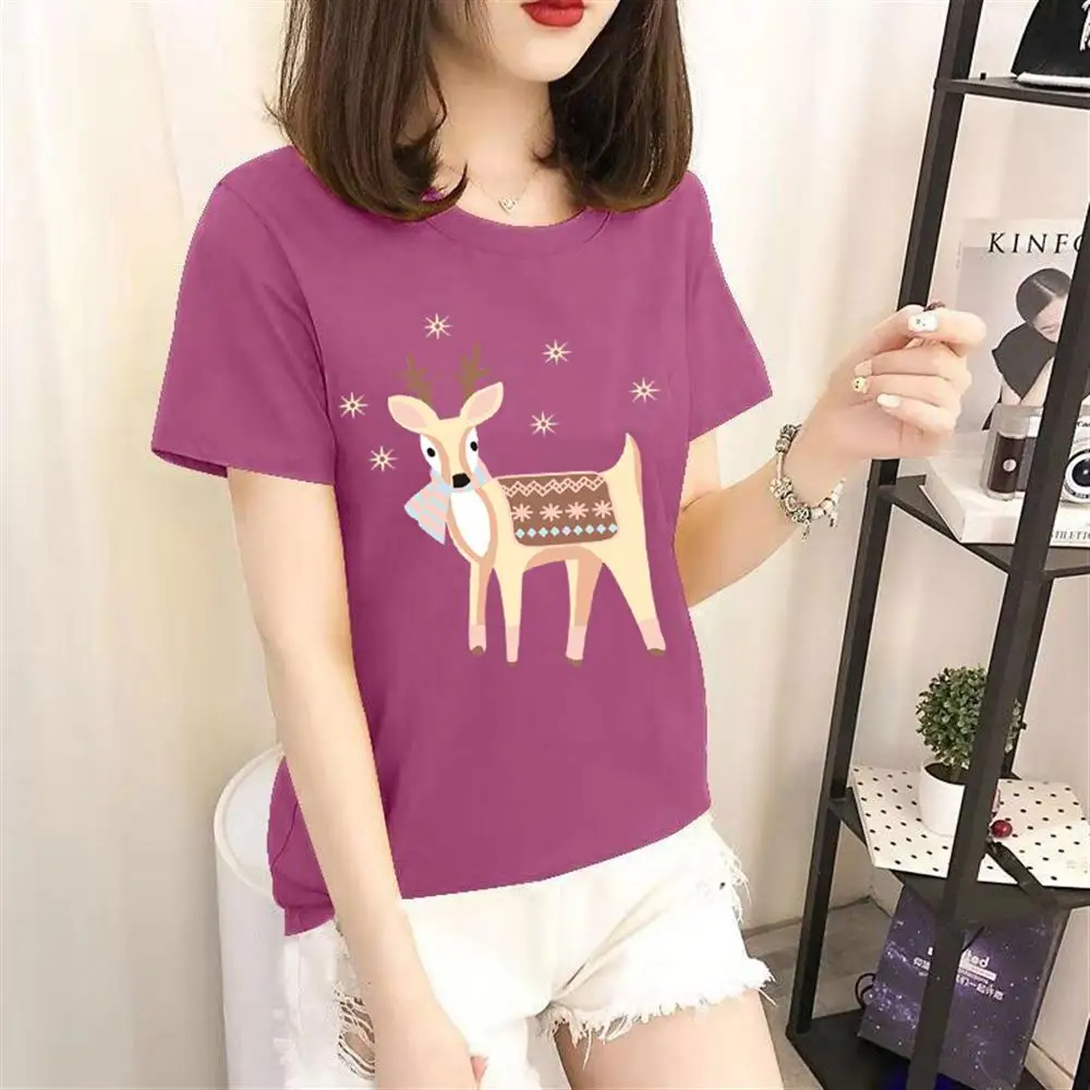 201Purple Новинка, женские футболки, повседневные, Харадзюку, мультяшный принт, топы, футболка, летняя женская футболка, короткий рукав, футболка для женщин, одежда - Цвет: 201Purple