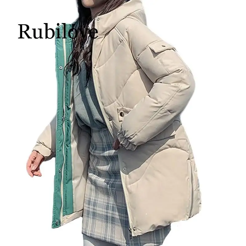 

Rubilove 2019 Women Winter Jackets Down Women thickening hooded down parka padded jacket female