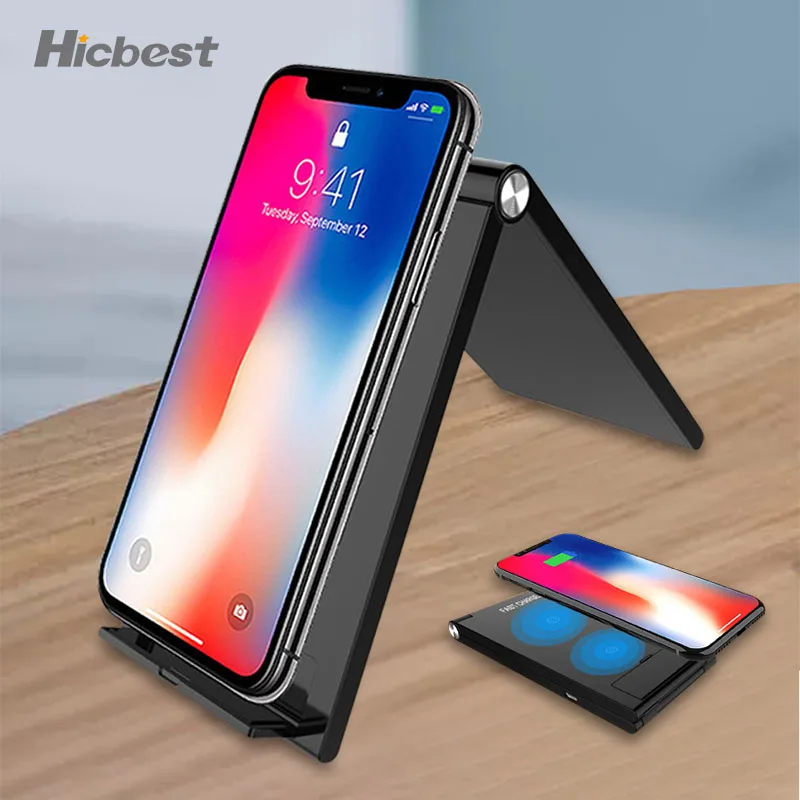 

Foldable Wireless Charger Stand for iPhone Wireless Charge Induction Charger for iPhone 11 Pro 8 Plus X XR XS Samsung S8 S9 S10