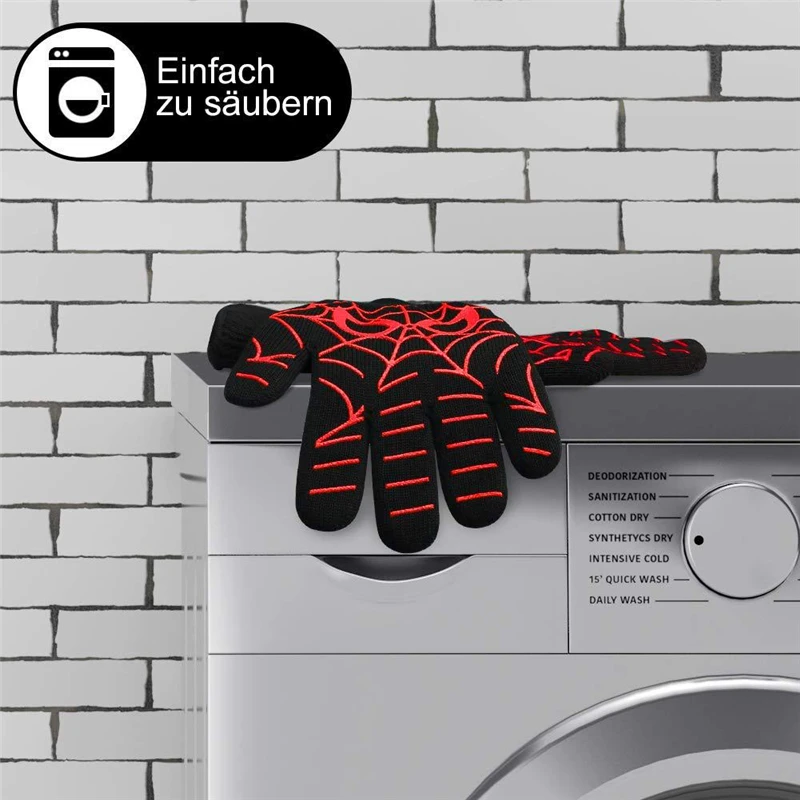 1 Pair Heat Resistant Thick Silicone Cooking Baking Barbecue Oven Gloves BBQ Grill Mittens Dish Washing Gloves Kitchen