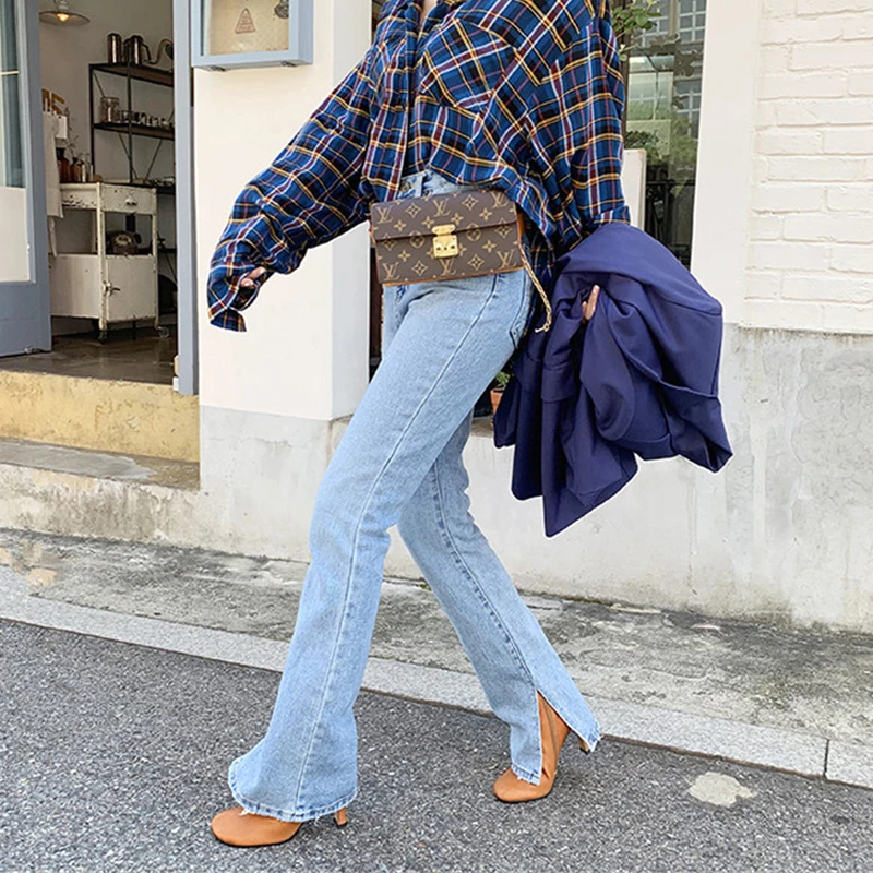 2019 Autumn Fashion Women High Waist Denim Jeans Straight Jeans Side Split Jeans Vintage Female Long Capri Pants 2019 Autumn Fashion Women High Waist Denim Jeans Straight Jeans Side Split Jeans Vintage Female Long Capri Pants
