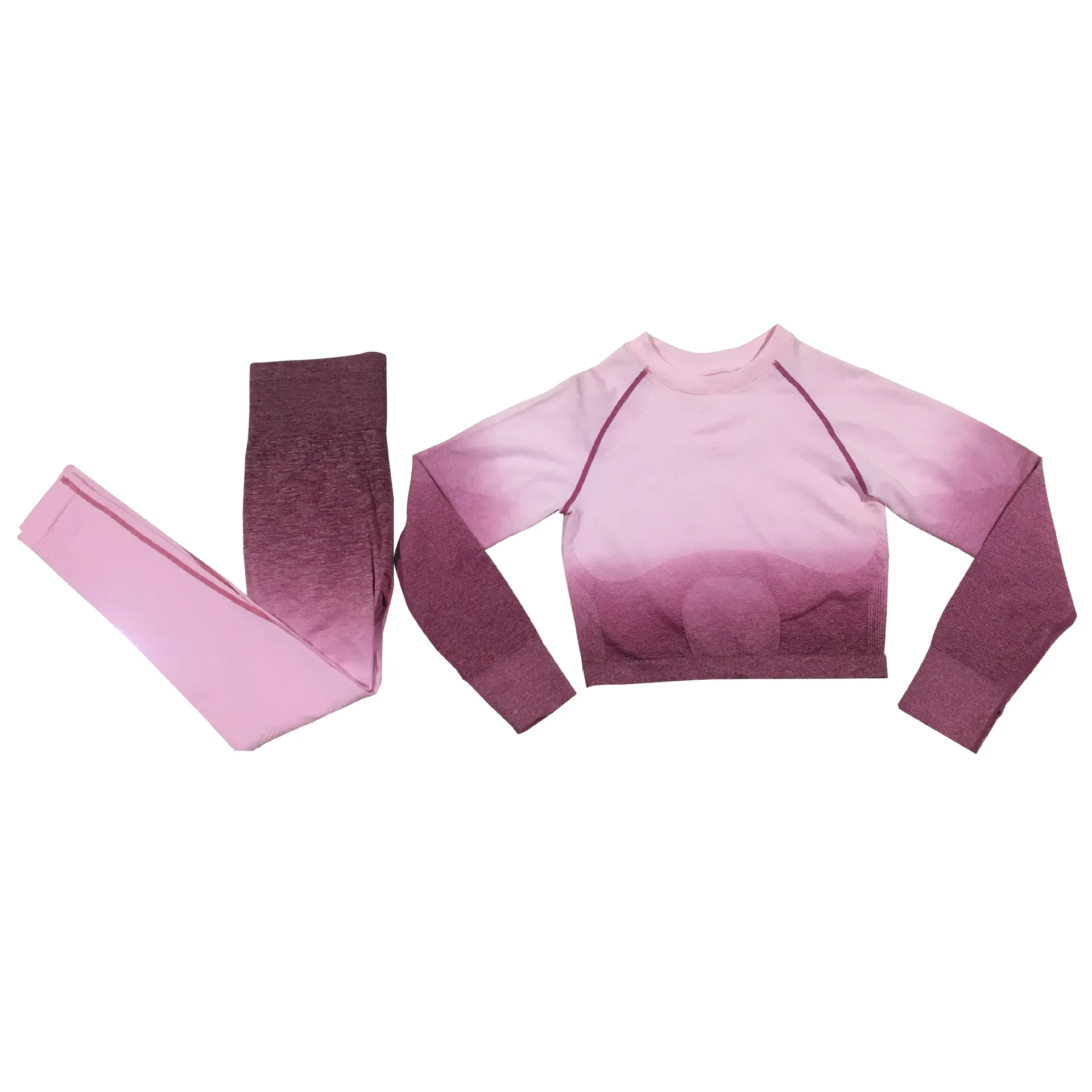 

2PCS Yoga Set Fitness Workout Crop Tops High Waist Tummy Control Legging Gym Ombre Seamless Sport Suit Ropa deportiva para mujer