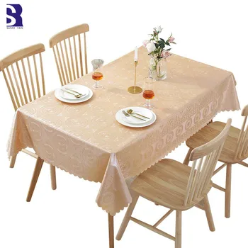 

SunnyRain 1-Piece PVC Waterproof Plastic Tablecloth Round Table Cloth Rectangular Dining Table Cover Christmas Tablecloth