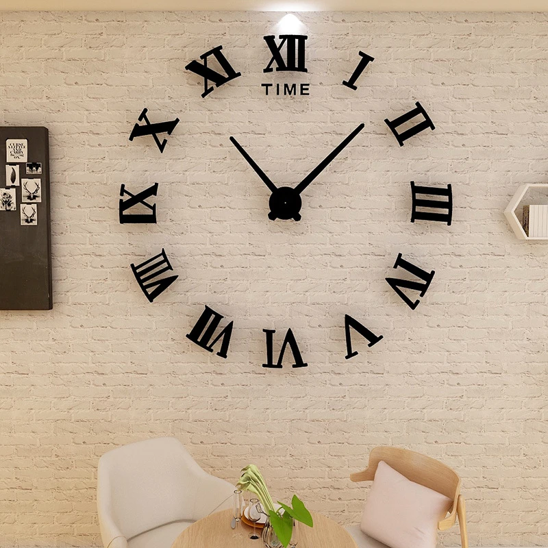 Wall Clocks cheap Roman wall clock, acrylic clock for living room, home diy creative wall clock mechanical wall clock