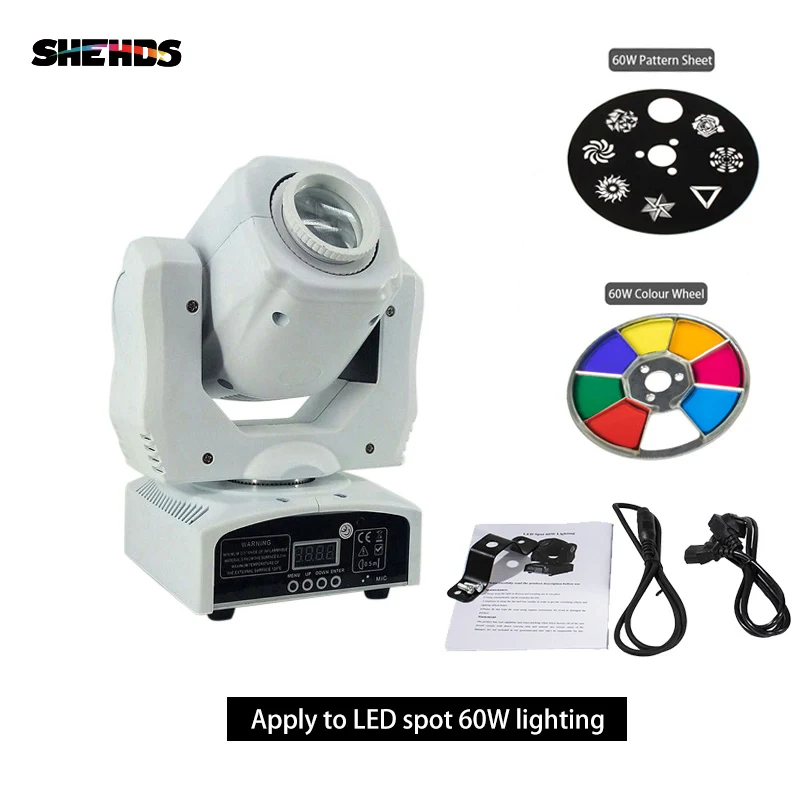 LED Spot 60w White Светодиодный светильник 90 Вт Gobo, проектор, точечный/узор, Вращение с ЖК-дисплеем, с 6 лицом, призма, DMX, сценический светильник, эффект для прополки - Цвет: LED Spot 60w White