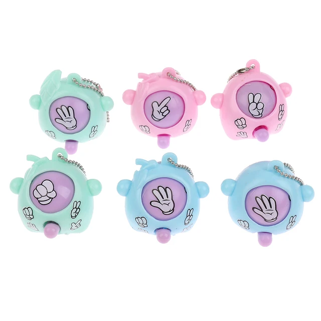6 Pcs/lot Mini Mora Device Fair Finger-guessing Game Rock Paper Scissors Play Toy Round Egg Delicate and Funny Key Chain Pendant 2