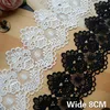 8CM Wide Exquisite White Black Cotton Embroidered Fringe Ribbon 3d Flowers Lace Trim Curtains Dress DIY Home Sewing Supplies ► Photo 1/5