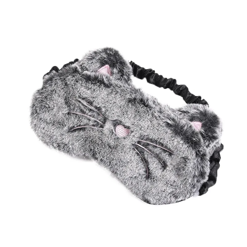 

New Style Plush Black Cat Eye Patch Cute Cartoon Bean Paste Rabbit Shading Sleep Eye Patch Hot Sales
