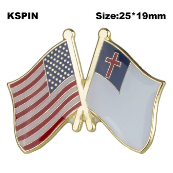 

U.S.A & Christian Friendship Flag Badge Flag Brooch National Flag Lapel Pin International Travel Pins Collections XY0655