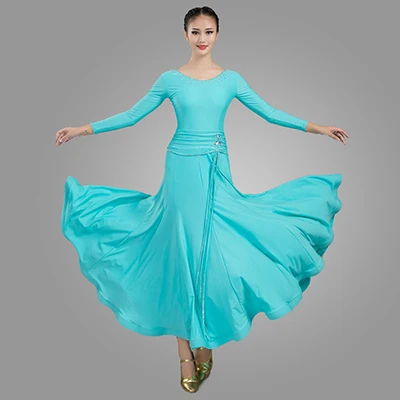 Новое Бальное Платье для современного танца, платья для конкурса бальных танцев, стандартная одежда для бальных танцев, платье для танго, 6 цветов - Цвет: light blue