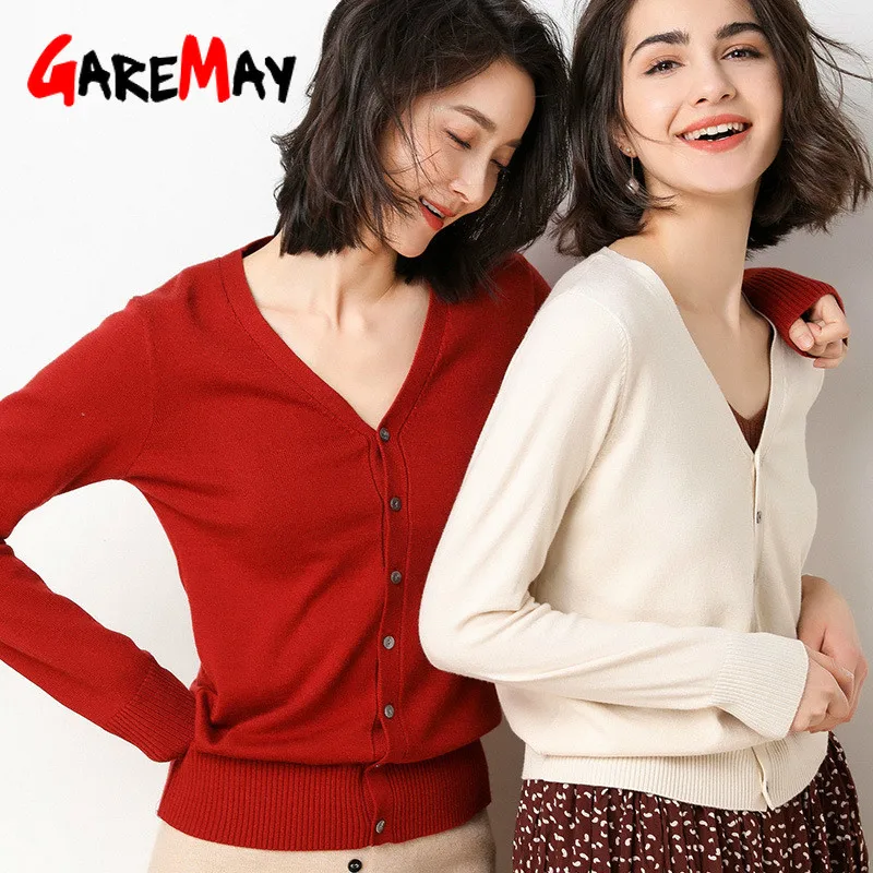 Кардиган женский с длинным рукавом Осень Зима 2019 Повседневный v-образный вырез