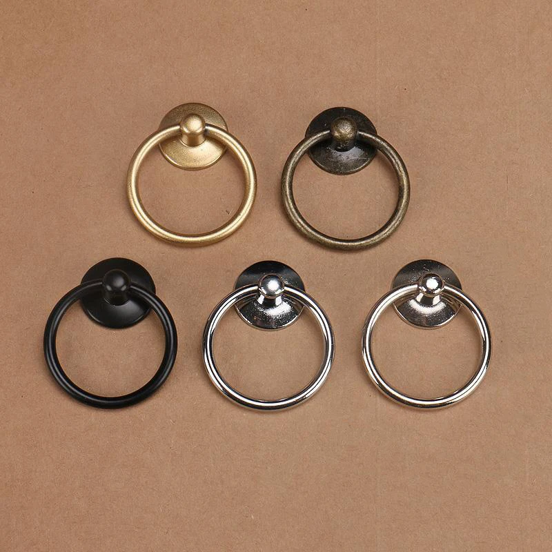 furniture handles 2Pc Vintage Round Ring Furniture Door Pull Handle Alloy Cabinet Dresser Drawer Knobs Handle Cupboard For Jewelry Box Door Ring