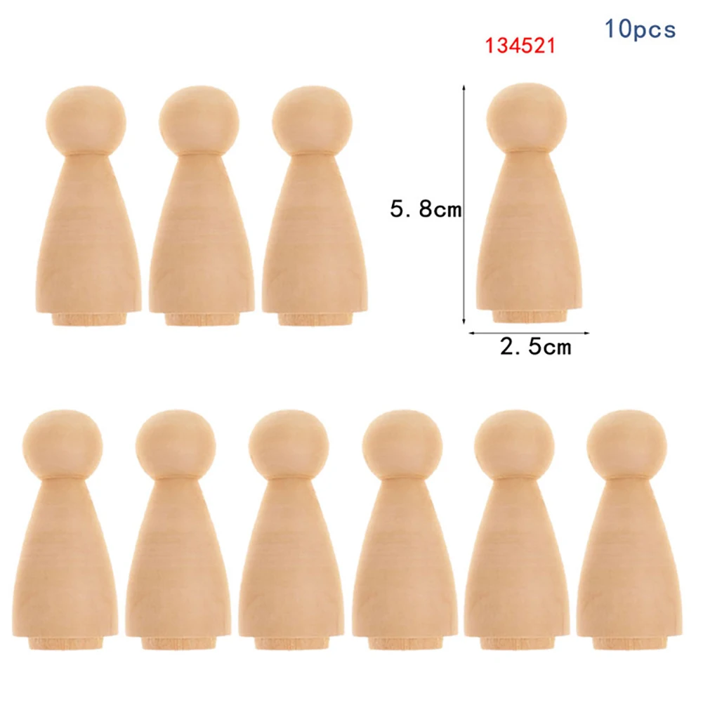 10Pcs Kids DIY Painting Model Blank Wooden Peg Doll Crafts DIY Hand Painting Graffiti Kids Toy 5
