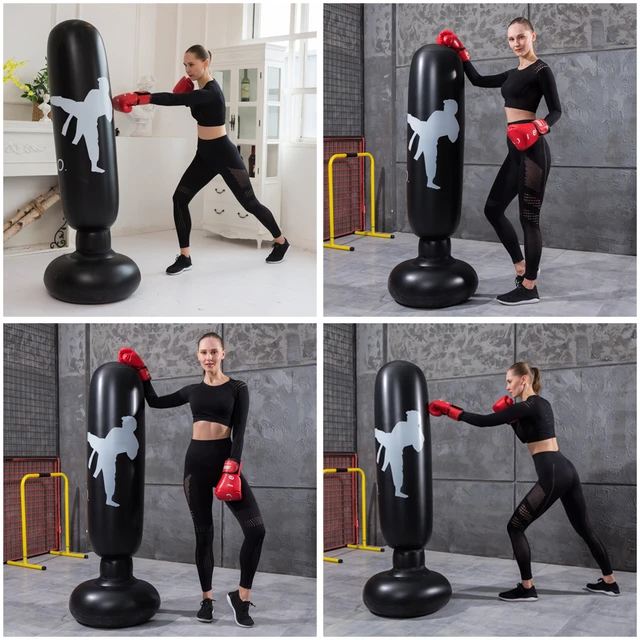 Sac de boxe gonflable de 1.6m, sac d'entraînement physique, en PVC épais,  pilier de boxe, sac de sable debout pour enfants - AliExpress