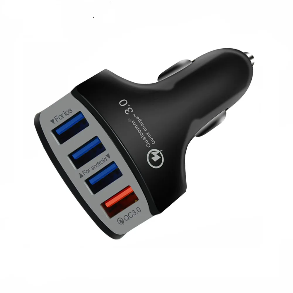 QC3.0 адаптер для быстрой зарядки телефона 4 порта USB Автомобильное зарядное устройство Быстрая умная Зарядка для samsung Galaxy S7 Edge iPhone Xiaomi