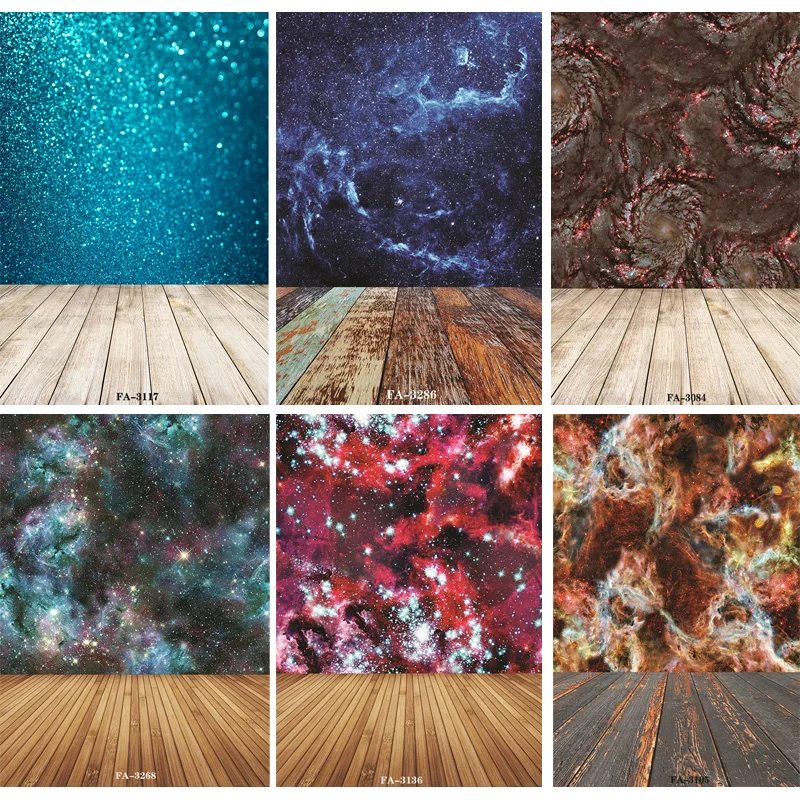 

Vinyl Custom Photography Backdrops Prop Space Starry Sky and floor Theme Photography Background FA20419-93