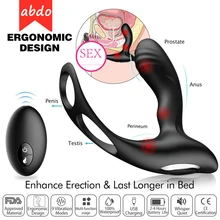 Abdo masculino massagem de próstata vibrador anal plug silicone à prova dwaterproof água prostata estimulador butt delay ejaculação anel de brinquedo para homem