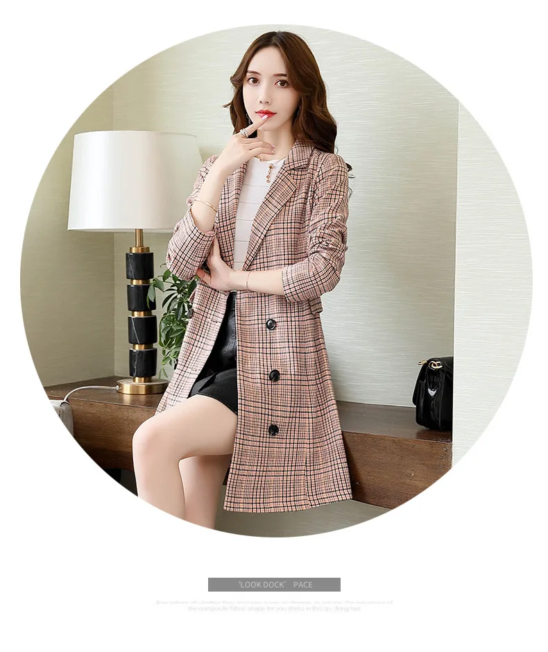 Trench Coat Women's Autumn Fashion Literature And Art Cool Versatile Comfortable Soft Sweet Cute Elegant Plaid Mid-length