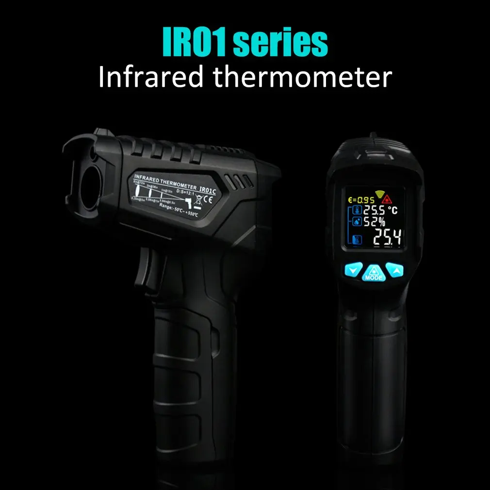 IR01 Digital Thermometer Humidity Meter Infrared Thermometer Hygrometer Temperature Meter Pyrometer Non-Contact IR Infrared Gun