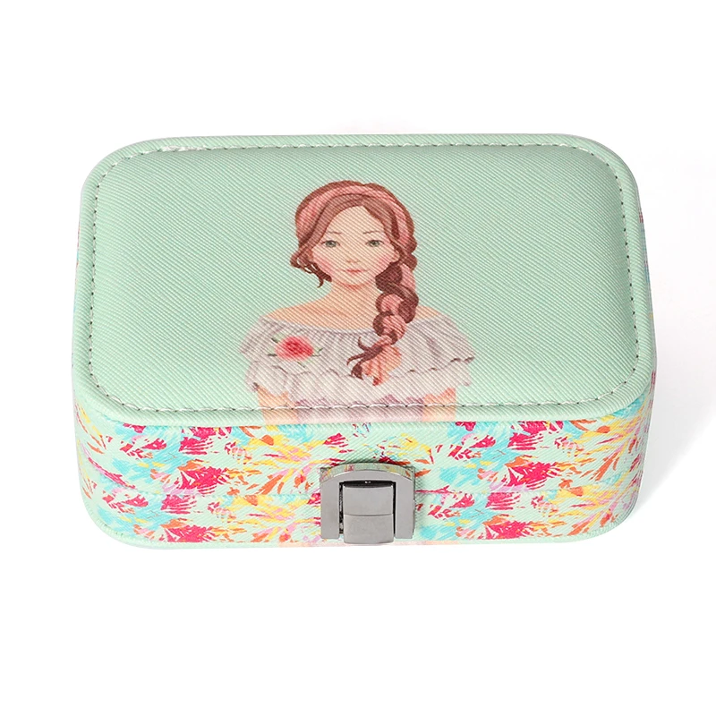 

Pu Leather With Built-in Makeup Mirror Card Slot Is Detachable Best Choice For Girls Jewelry Ring Necklace Earring Storage Box