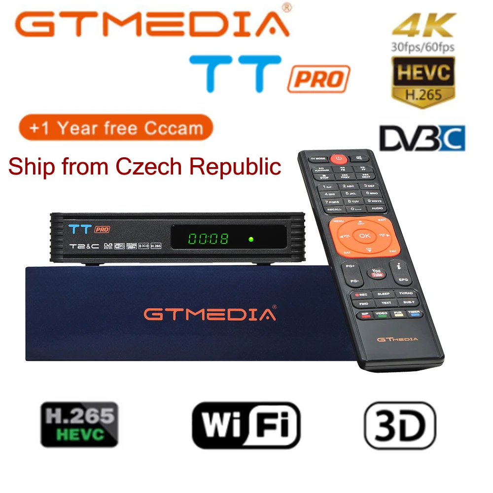 GTMEDIA TT PRO DVB-T2/кабельный цифровой приемник спутниковый DVB-T2 ТВ-тюнер Wifi бесплатный цифровой рецептор HD 1080P ТВ приставка Восточной Европы - Цвет: TT PRO With Wifi