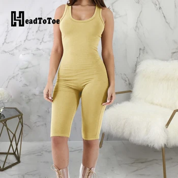 

solid sleeveless rompers women playsuits one piece overalls