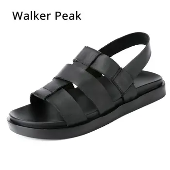 

2018 Genuine Leather Men Sandals Summer Men Shoes Beach Breathable Buckle Gladiator Sandals For Men Zapatillas Hombre Walkerpeak