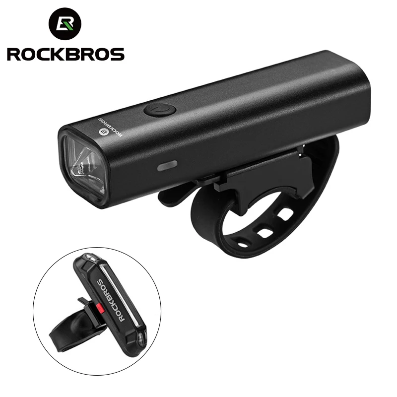 Top ROCKBROS Bike Light Headlight Bicycle Handlebar Front Lamp MTB Rode Cycling 400LM USB Rechargeable Flashlight Safety Tail Light 0