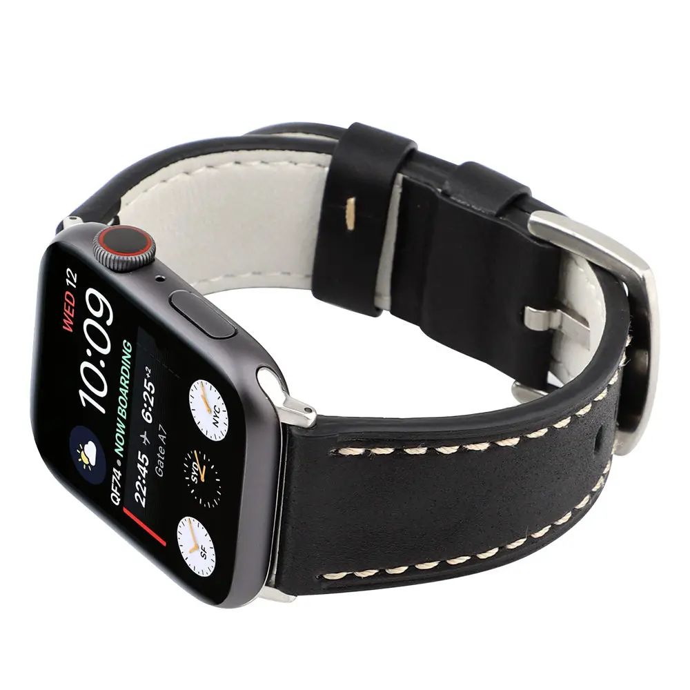 Ремешок для наручных часов Apple Watch, версии натуральная кожаный ремешок 42 мм, 38 мм, ремешок для наручных часов iWatch, Версия 44 мм 40 мм 5/4/3/2/1 браслет ремень