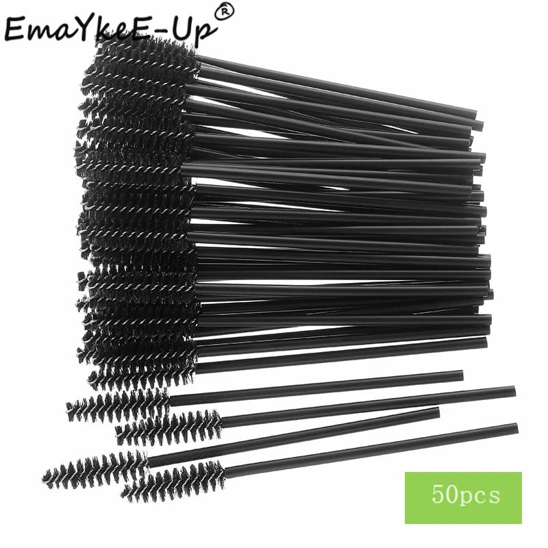 Full Black-50pcs 100 шт одноразовый Кристалл щеточки с тушью для ресниц палочки Аппликатор наращивание ресниц плойка принадлежности для макияжа - Handle Color: Full Black-50pcs