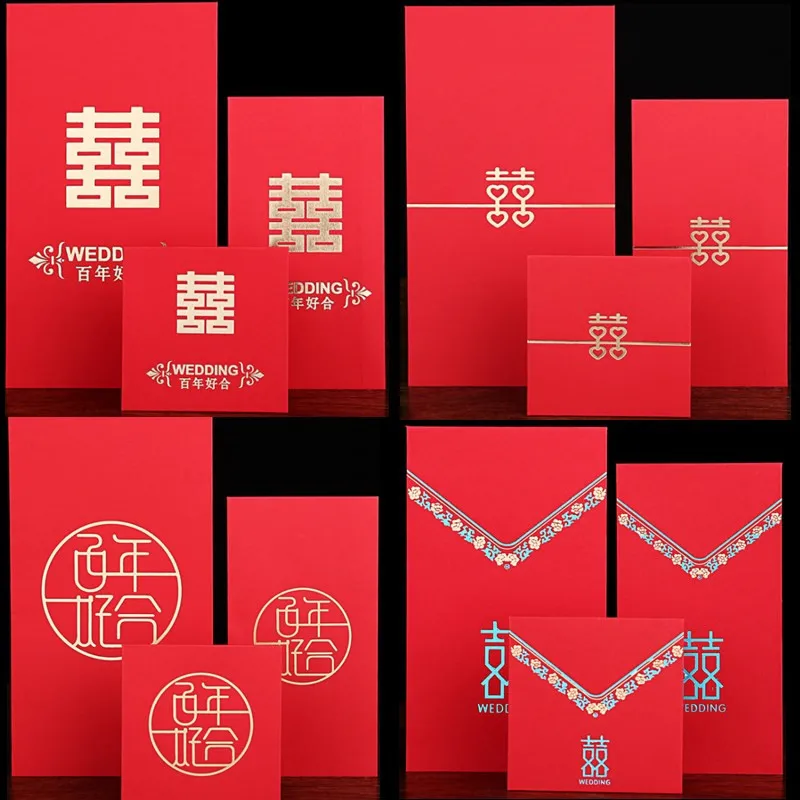 Bolsa de dinero sobre rojo creativo nuevo chino boda cumpleaños 10 unids/lote tamaño rojo año se Hongbao bendición marca modelo